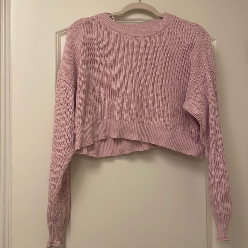 Aeropostale Purple Cropped Knit Sweater